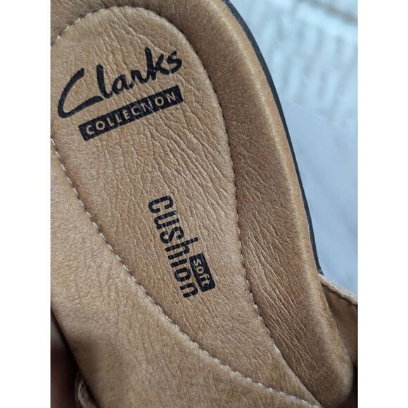 Clarks Collection Women's Tan Cushion Soft 2" Heel Comfort Sandals Size 8.5 - Picture 6 of 8
